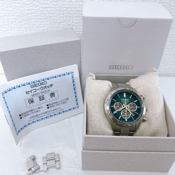 【国内800本限定】SEIKO セイコー ソーラー クロノグラフ SBPY177 時計 腕時計 未使用級 グリーン シルバー