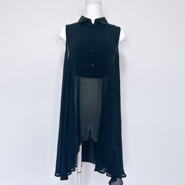 美品 NARACAMICIE ナラカミーチェ シアー シャツワンピース ブラック