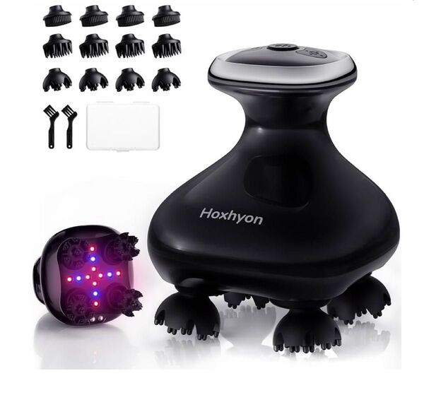 ヘッドスパ 電動頭皮ブラシ 頭皮エステ スカルプケア 顔 全身適用 赤/青LED 3D振動 頭皮洗浄 IPX7防水 収納ケース