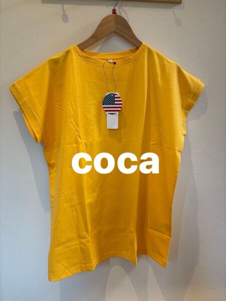 coca コカ Tシャツ カットソー 無地 ストレッチ Tシャツ・カットソー XL イエロー 未使用 タグ付