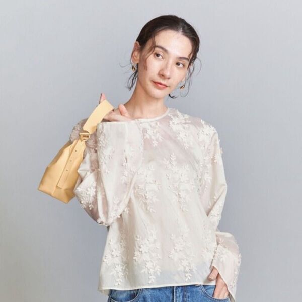 ブラウス シャツ セルロースナイロン エンブロイダリー シャツ -2WAY- レディース