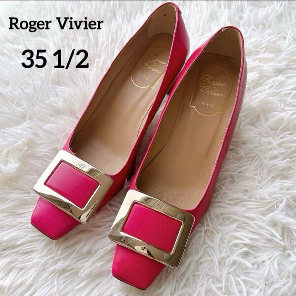 Roger Vivier ロジェヴィヴィエ パンプス ハイヒール 金プレート マゼンダピンク 23cm レディース