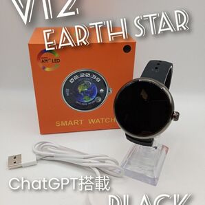★丸型★ChatGPT搭載!次世代スマートウォッチ V12 Earth star