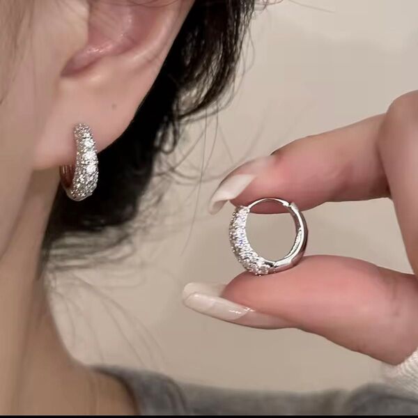 【訳あり】CZダイヤ フープピアス S925 シルバー レディース アクセサリー ジュエリー リングピアス
