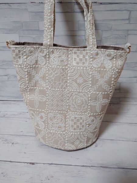 forest tile light beige ミナペルホネン バケツバッグ
