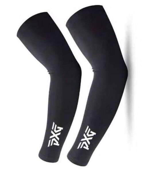 【新品】PXG ゴルフ メンズアームカバー ブラック 冷感 リブ 清涼感 スポーツ用アイスシルク 吸汗 速乾 紫外線 黒