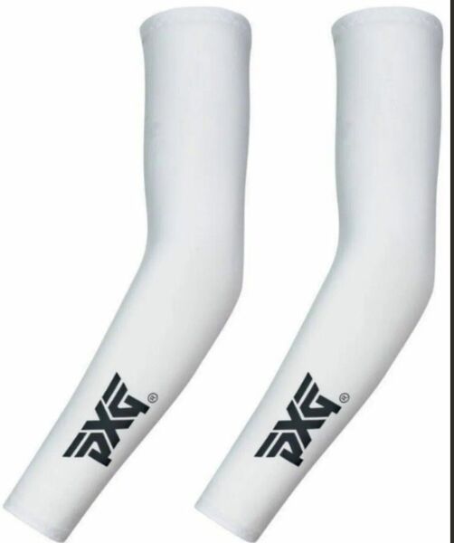 【新品】PXG ゴルフ メンズアームカバー ホワイト 冷感アームカバー リブ 清涼感 スポーツ用アイスシルク 吸汗 速乾 紫外線