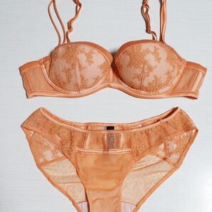 SALON ブラジャーショーツセット オレンジ レース