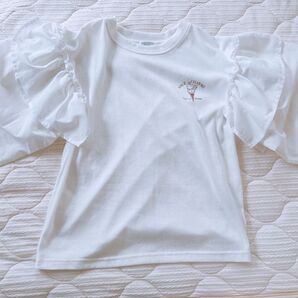 レディース フリル袖 Tシャツ アンジュシャルム