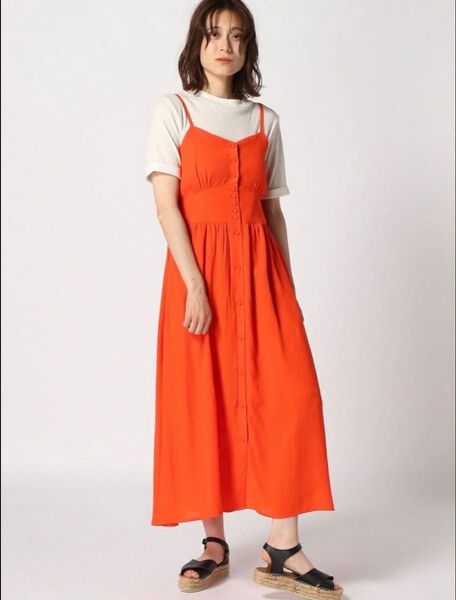 カットワークアソートキャミワンピース Heather ヘザー ワンピース・ドレス ワンピース オレンジ