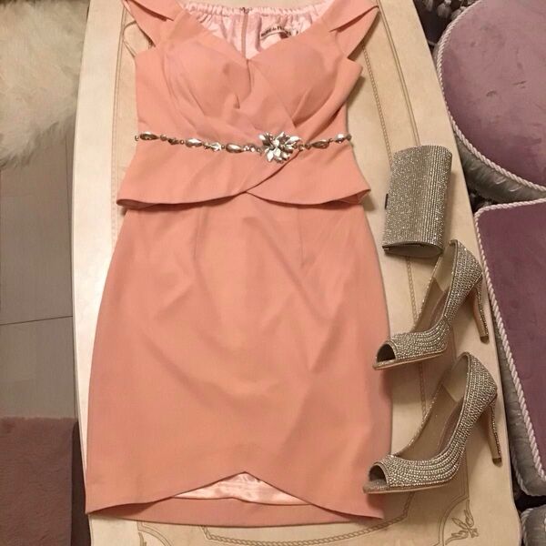 ROBE de FLEURS ローブドフルールビジュー付きセットアップドレス ピンク Mサイズ
