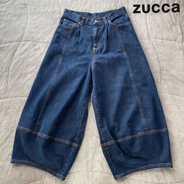 美品 zucca ズッカ デニム ワイドパンツ ガウチョ バルーン ジーンズ