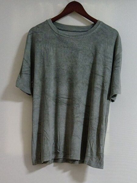 GU くすみグリーン 半袖Tシャツ メンズ XL クルーネック カットソー USED ②