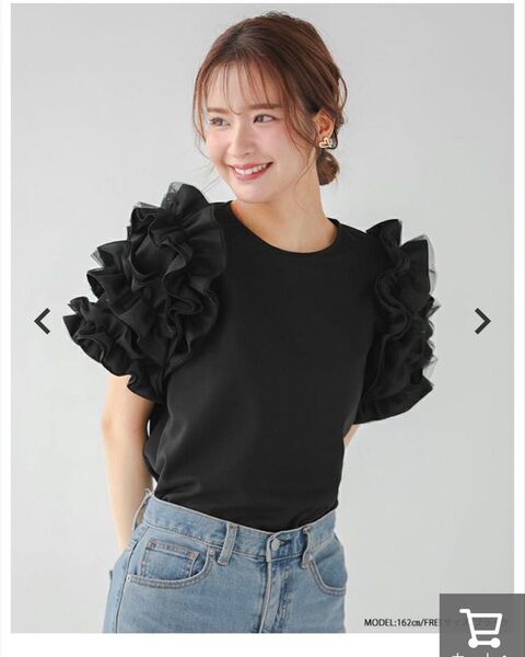fitmore ミルフィーユ袖フリルカットソー チュール 半袖Tシャツ トップス