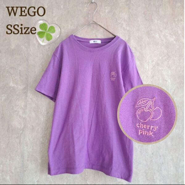 WEGO 刺繍 半袖Tシャツ パープル系 カジュアル スポーツ ロゴTシャツ