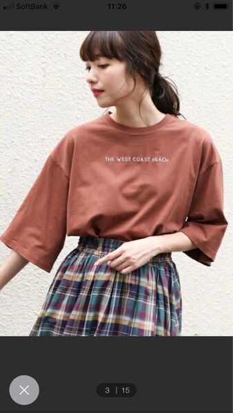 ローリーズファーム 7分袖 Tシャツ ロゴT クロップド丈