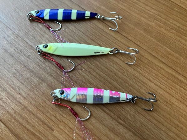 ジグパラ 40gセット、ゼブラパープル、オールグロー、ゼブラピンク