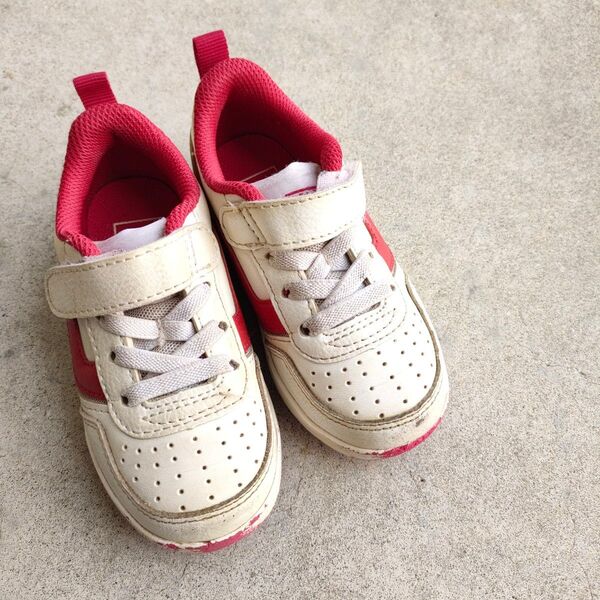 VANS キッズスニーカー 白×赤 マジックテープ 15cm