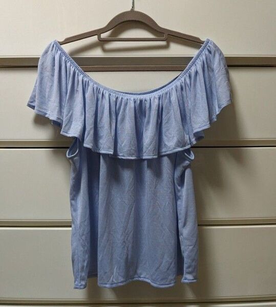 フリル カットソー Tシャツ 水色 トップス エイチアンドエム