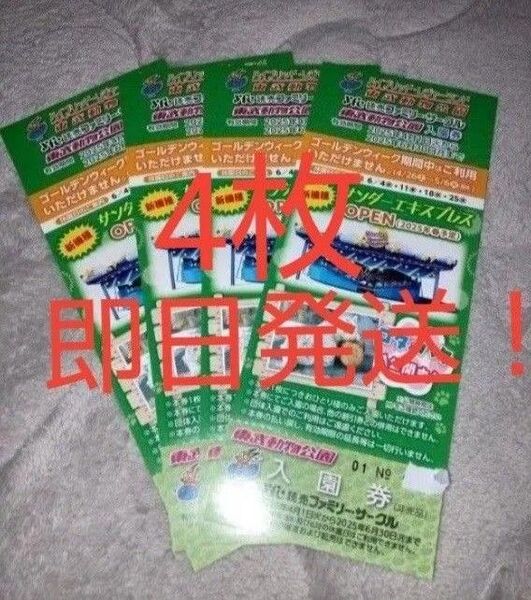 【24時間以内発送】東武動物公園 入園券 4枚