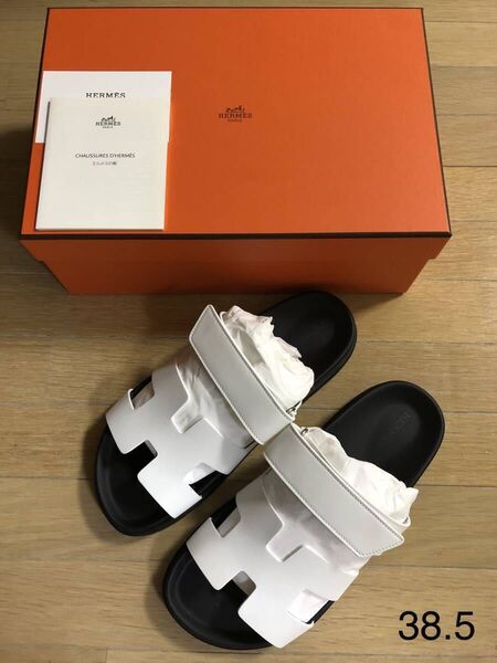 HERMES エルメス サンダル シプレ ホワイト レザー 38.5 新品未使用品