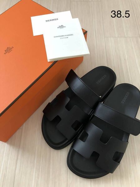 HERMES エルメス サンダル シプレ ブラック レザー 38.5 新品未使用品