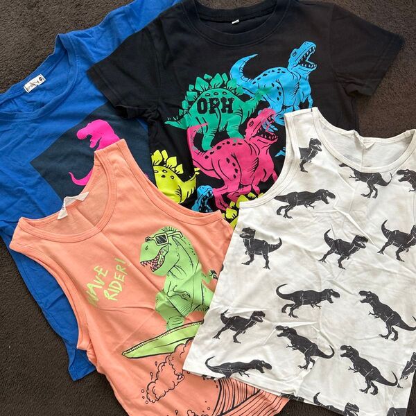 男の子 恐竜 Tシャツ タンクトップ まとめ売り120.130サイズ