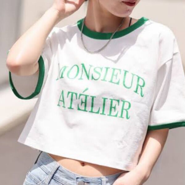 WEGO ウィゴー グラフィックショートリンガーT クロップドトップス ミニ丈 ロゴ 半袖 チビT