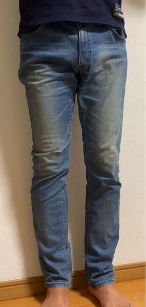 LEE リー ジーンズ デニム ジーパン リージーンズ メンズ 男性用 ストレッチ 細身 300 エドウィン ダメージ有り