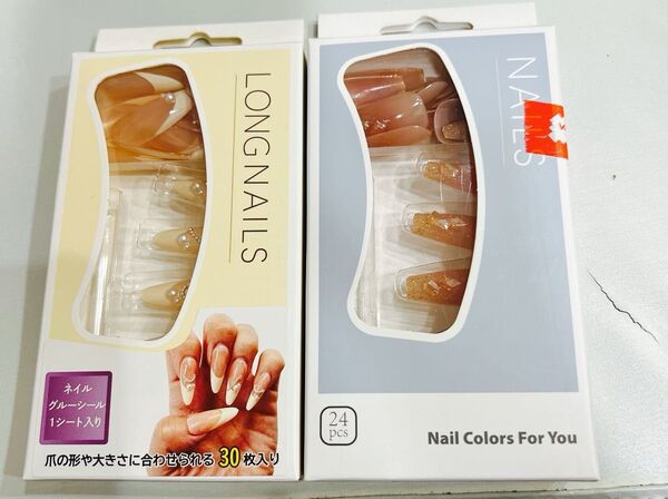 付け爪ネイルチップ2個セット 新品未使用 30枚入りと24枚入り 左