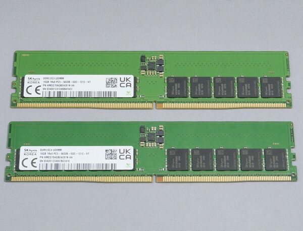 SKHynix DDR5-5600 ECC Unbuffered 16GB×2枚 計32GB