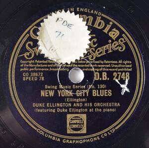 DUKE ELLINGTON 　/NEW YORK CITY BLUES　/THREE CENT STOMP　（COLUMBIA D.B.2748)　　SP盤　78rpm 　JAZZ 《英国盤》