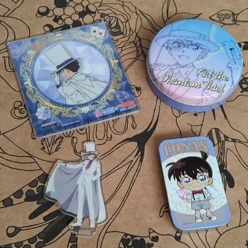 名探偵コナン グッズ 3個セット アクリルスタンド 缶ケース 江戸川コナン 怪盗キッド 100万ドルの五稜星