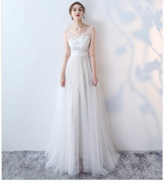 ウエディングドレス 二次会 花嫁 Aライン 前撮り ロケ 衣装 ウェディングフォト 結婚式 パーティー 花柄 チュール