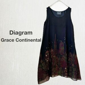 Diagram ニューヨーク柄 ノースリーブワンピース Aライン ドレス 36