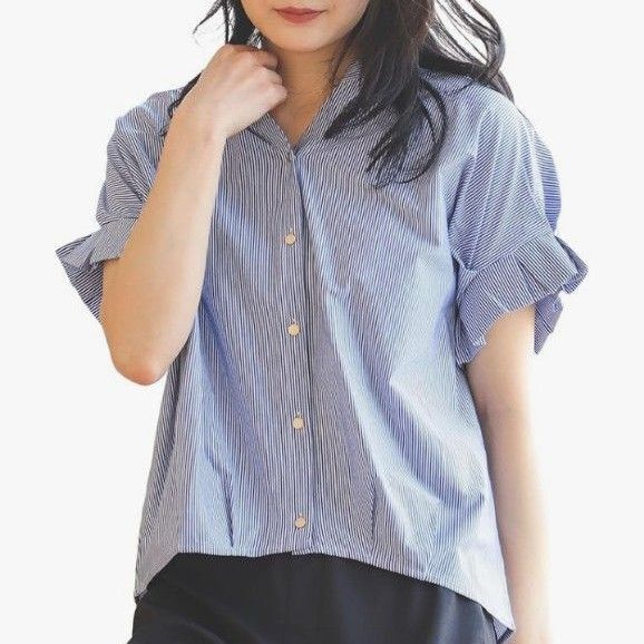 ビームスハート トップス Tシャツ スキッパーネック カットソー レディース 43040690213 WEB限定 Sax 青 白