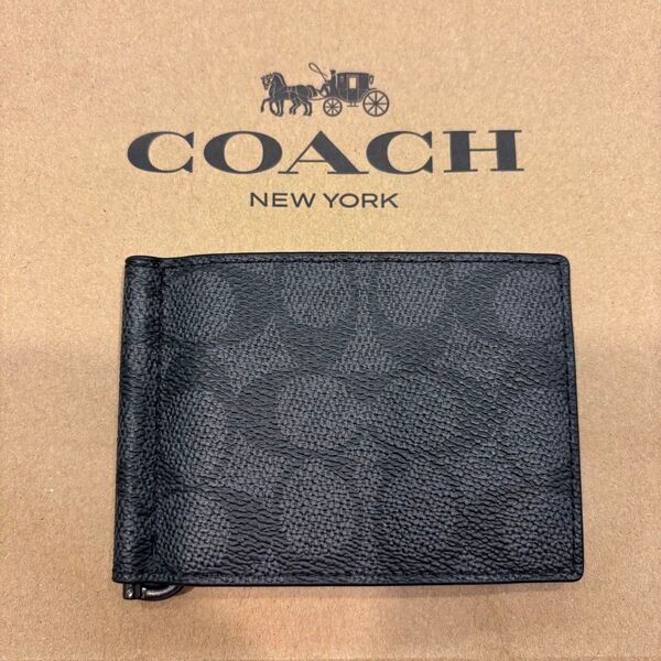 COACH コーチ マネークリップ カードケース ブラック シグネチャー