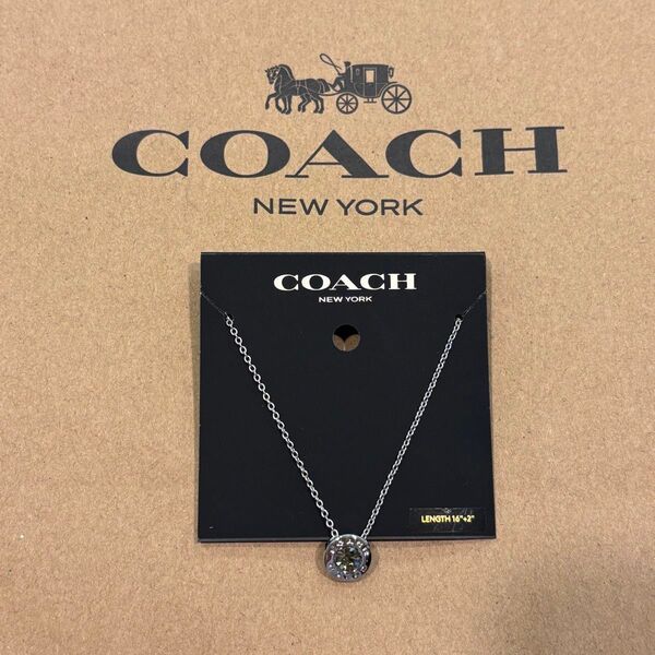 COACH コーチ オープンサークルストーンスタンド ネックレス シルバー