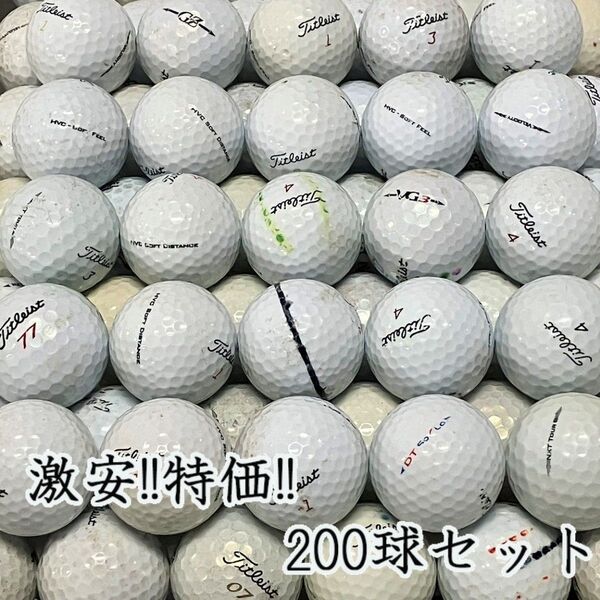 201・ロストボール タイトリスト 各種混合 ホワイト 200球 B