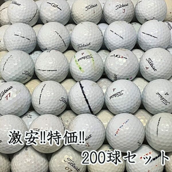 201・ロストボール タイトリスト 各種混合 ホワイト 200球 B