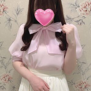evelyn 半袖シフォンリボンBS ブラウス