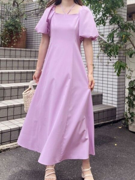 NICE CLAUP 袖ボリュームホルターワンピース
