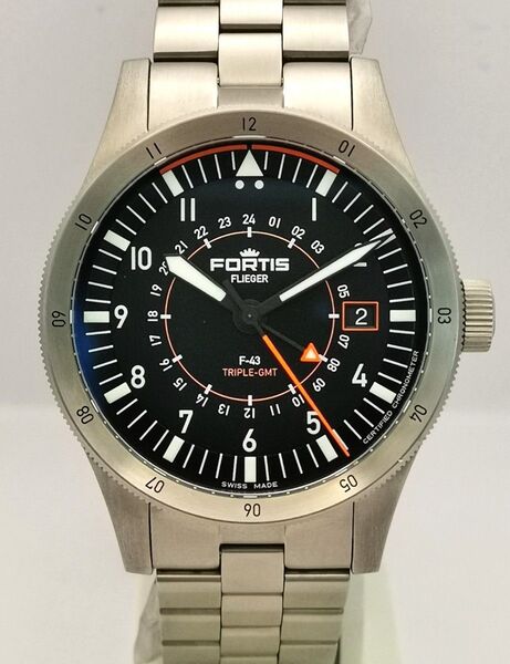 美品 FORTIS フリーガー F-43 F426.0000 トリプルGMT チタン 箱保付 フォルティス メンズ 自動巻き 時計