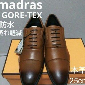 新品17600円☆madras マドラス 革靴 ビジネスシューズ 25㎝ ライトブラウン 防水 dmw601g-lbn-250
