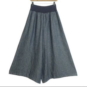 ビアズリー リブウエスト ガウチョパンツ 麻 100% 美品 サイズ1