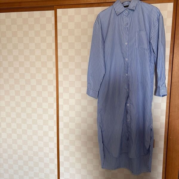 シャツワンピース L ブルー レディース ロング ストライプ Ritzy