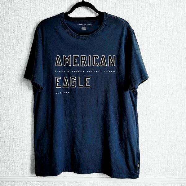 AMERICAN EAGLE アメリカンイーグル 半袖 Tシャツ ロゴTシャツ メンズ Lサイズ ネイビー
