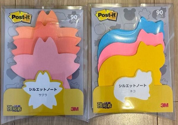 Post-it シルエットノート サクラ ネコ 2個セット