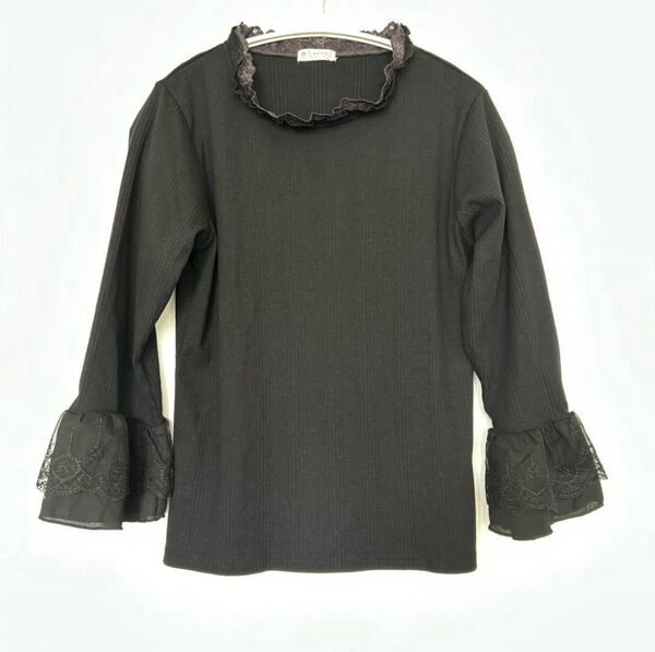 axes femme アクシーズファム リブ 長袖カットソー 袖口レース