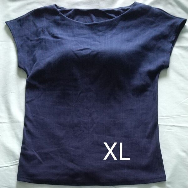 ユニクロ リブポートネック フレンチスリーブ ブラT 未使用品 サイズXL